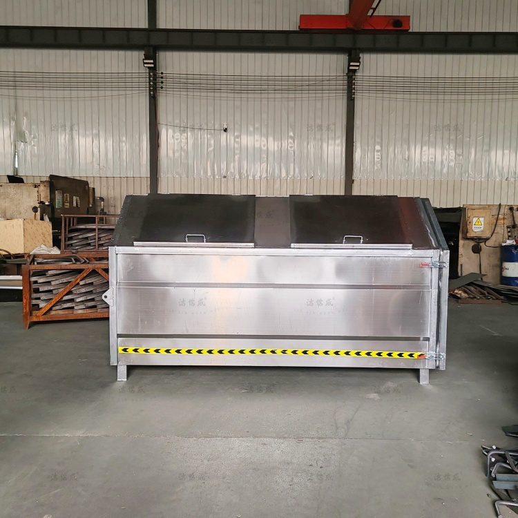 梯形大容量不銹鋼勾臂垃圾箱